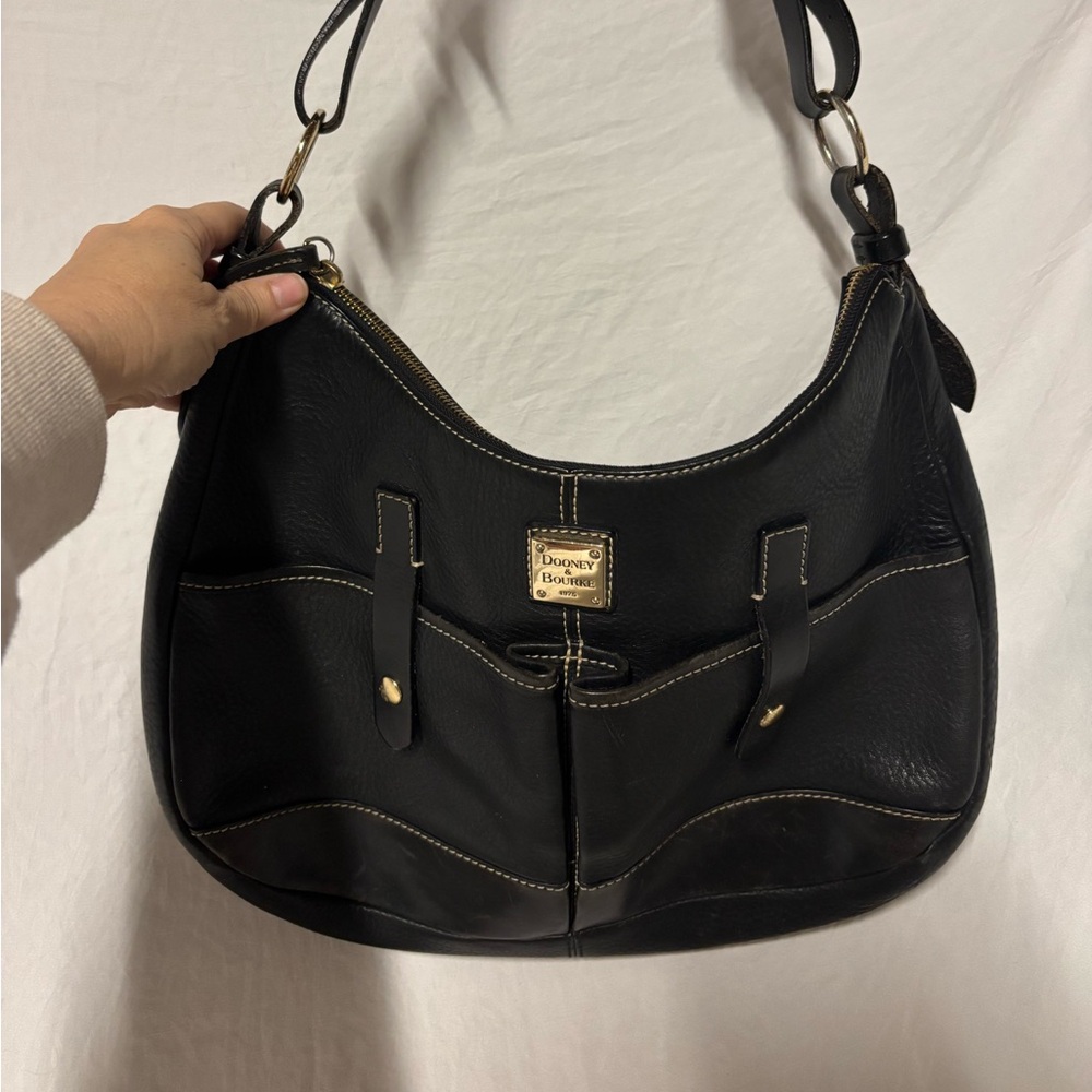 Vintage Dooney & Bourke Black Leather Hobo Bag